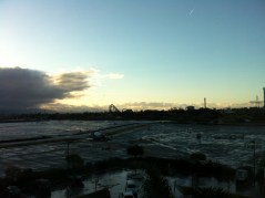 The day is "dawning"....breakfast and the knitting market are calling!